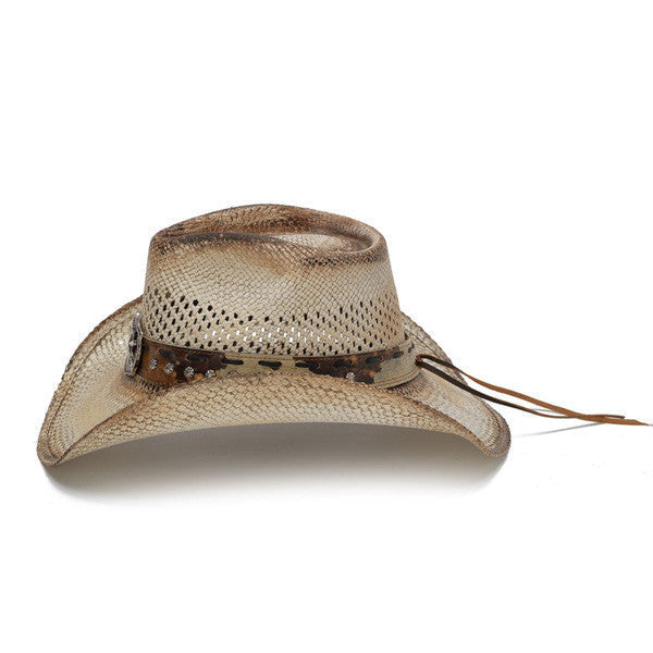 Stampede Hats - “Cowboy” Concho Western Light Straw Hat - Side