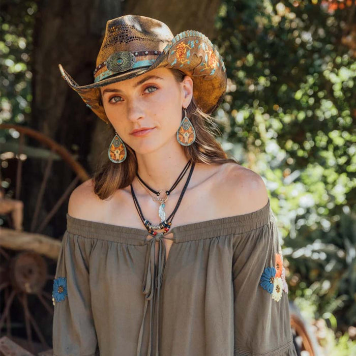 Stampede-Hats-Evvie-Tea-Stained-Cowboy-With-Buckle-Model