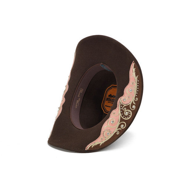 Stampede Hats - Filigree Brown Rhinestone Felt Cowboy Hat - Bottom