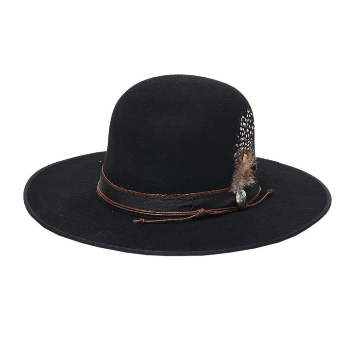 Stampede Hats - "Matty" Wool Felt Bohemian Handmade Bolero Hat with Feather - Style