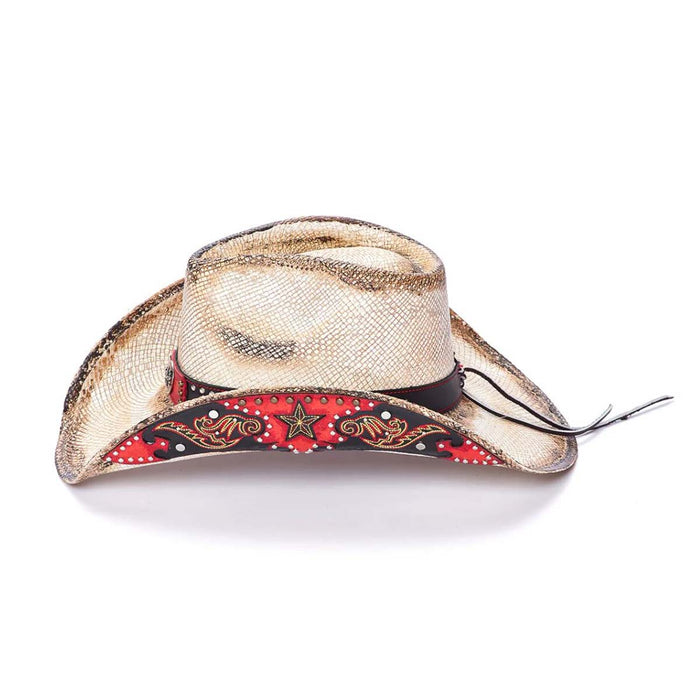 Stampede-Hats-CA-2008-Red-Rebel-StarBuckle-Cowboy-Hat-Side