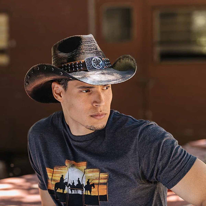 Stampede Hats - Studded Black Stain Lone Star Western Hat
