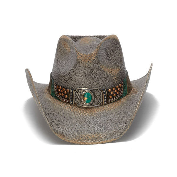 Stampede Hats - Studded Turquoise Blue Stone Cowboy Hat - Front