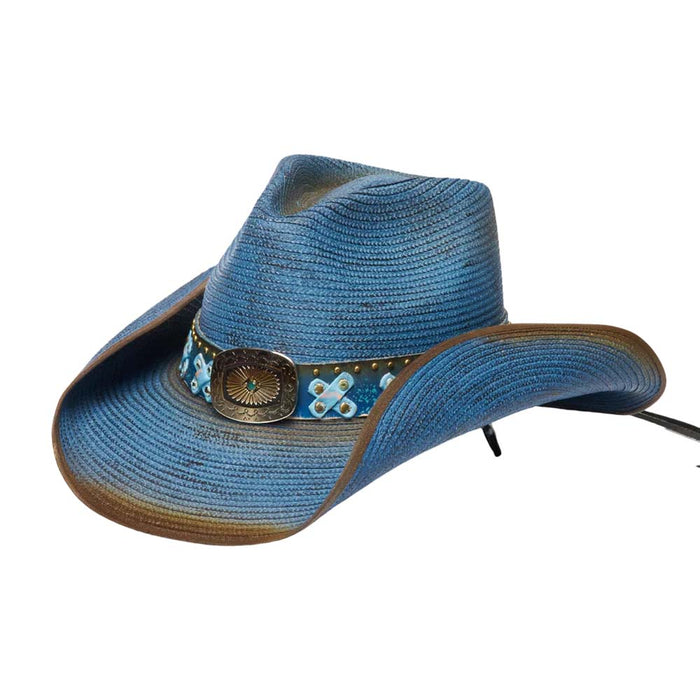 Stampede-Hats-Tabbie-Blue-Canvas-Cowboy-with-buckle-style