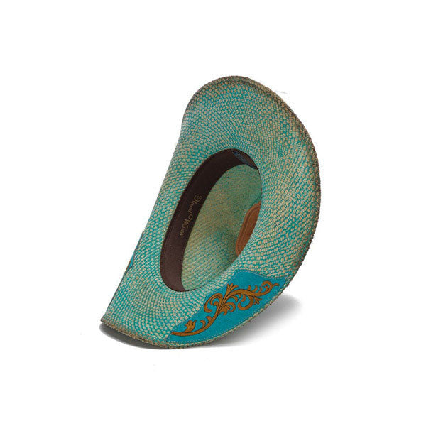 Stampede Hats - Turquoise Aqua Western Hat with Flower Trim - Bottom