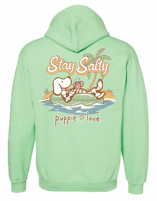 STAY SALTY SKELETON PUP, ADULT HOODIE PUPPIE LOVE