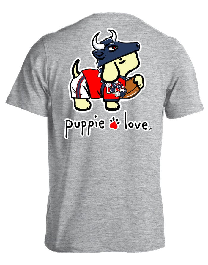 STEEL BLUE AND BATTLE RED MASCOT PUP PUPPIE LOVE