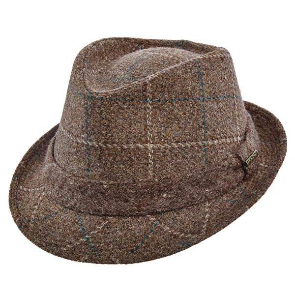 Stetson - Plaid Italian Wool Fedora in Brown - Full View