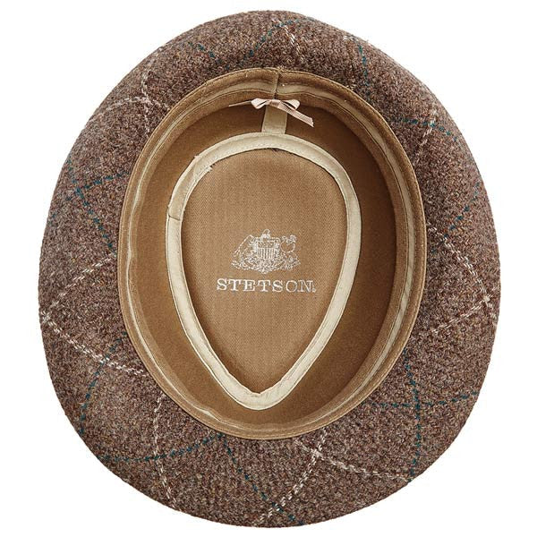 Stetson - Plaid Italian Wool Fedora in Brown - Bottom View