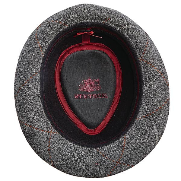 Stetson - Plaid Italian Wool Fedora in grey - Bottom View