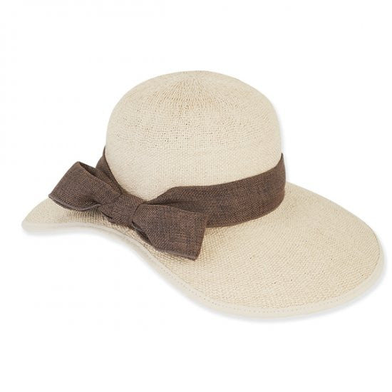 Sun 'N' Sand - Jaylight Straw Wide Brim Hat with Linen Scarf Back Detail