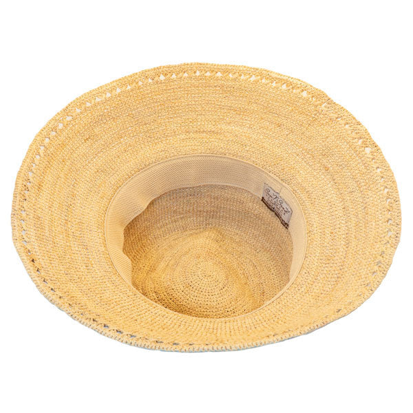 Sun 'N' Sand - Madelyn Crochet Raffia Cloche Hat - Bottom, Inside