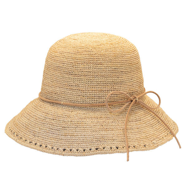 Sun 'N' Sand - Madelyn Crochet Raffia Cloche Hat - Back