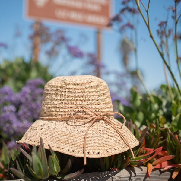 Sun 'N' Sand - Madelyn Crochet Raffia Cloche Hat - Stock Image 2