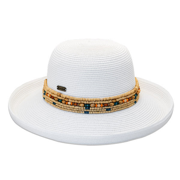 Sun 'N' Sand - Braided Up-Brim Beaded Hat in White -