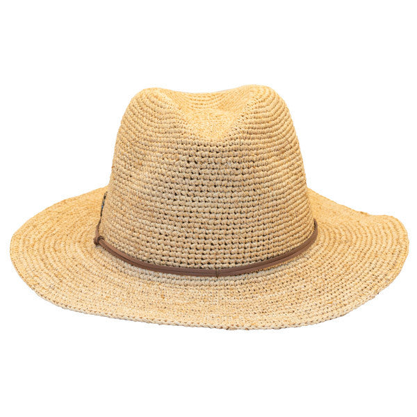Sun 'N' Sand - Raffia Wide Brim Fedora Hat Natural - Front
