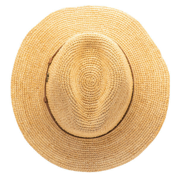 Sun 'N' Sand - Raffia Wide Brim Fedora Hat Natural - Top