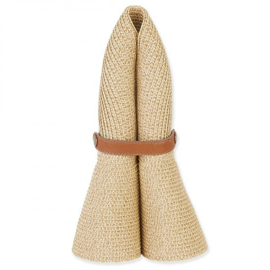 Sun 'N' Sand - Natural Scotdubin Foldable Tweed Hat Folded