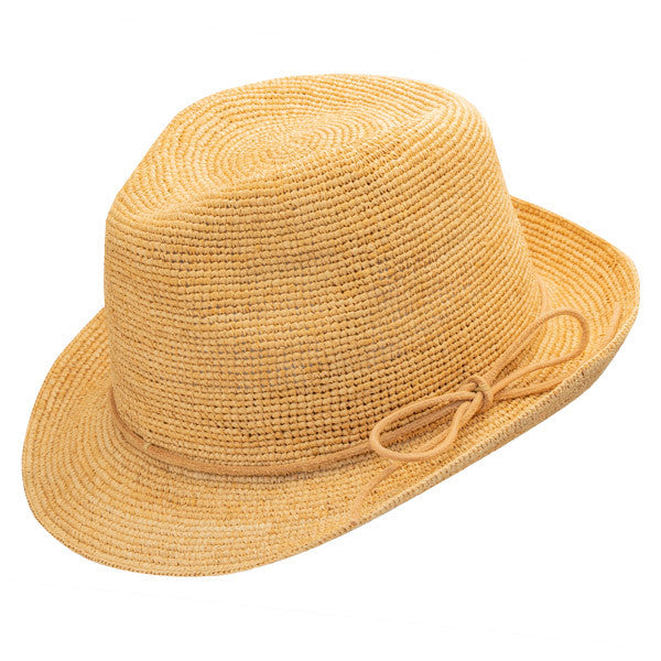 Sun 'N' Sand - Sophie Fine Raffia Snap Brim Fedora Hat -