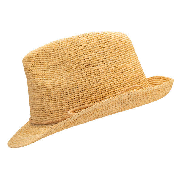 Sun 'N' Sand - Sophie Fine Raffia Snap Brim Fedora Hat - Left Side