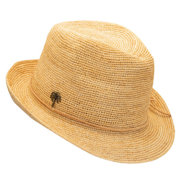 Sun 'N' Sand - Sophie Fine Raffia Snap Brim Fedora Hat - Opposite Side