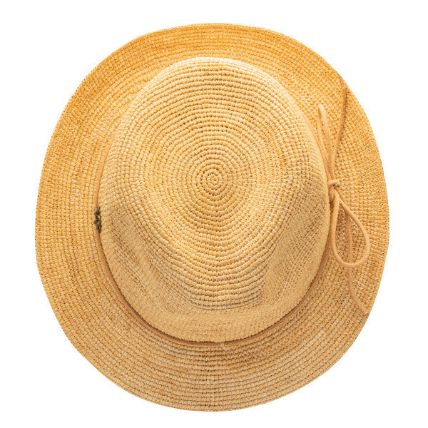 Sun 'N' Sand - Sophie Fine Raffia Snap Brim Fedora Hat - Top
