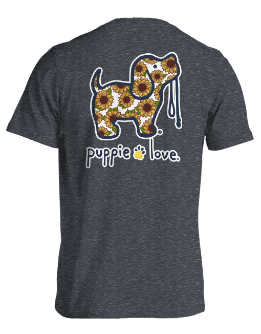 SUNFLOWER FILL PUP, DARK HEATHER PUPPIE LOVE