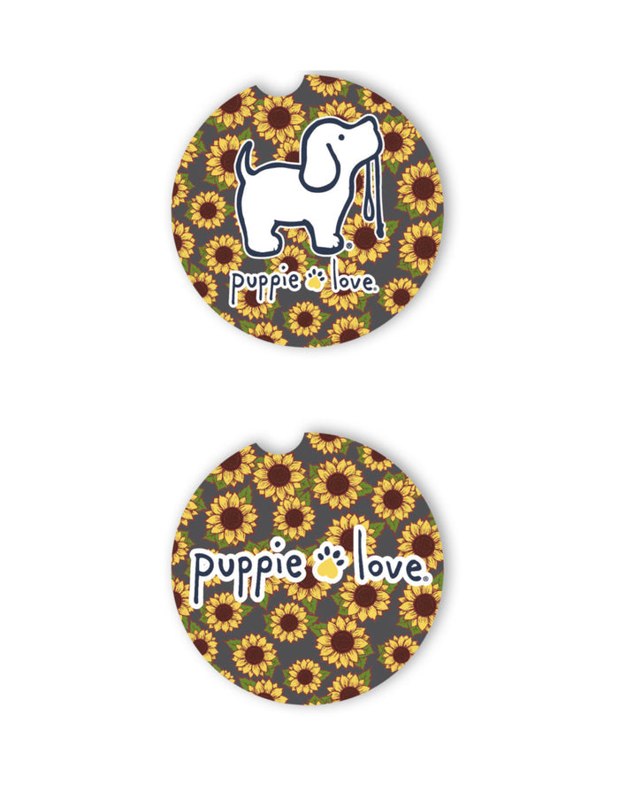 SUNFLOWER PUP CAR COASTER PUPPIE LOVE