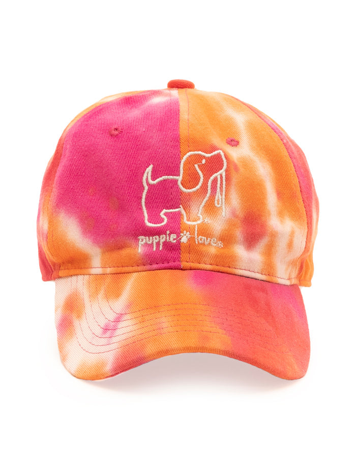SUNSET TIE DYE BASEBALL HAT PUPPIE LOVE