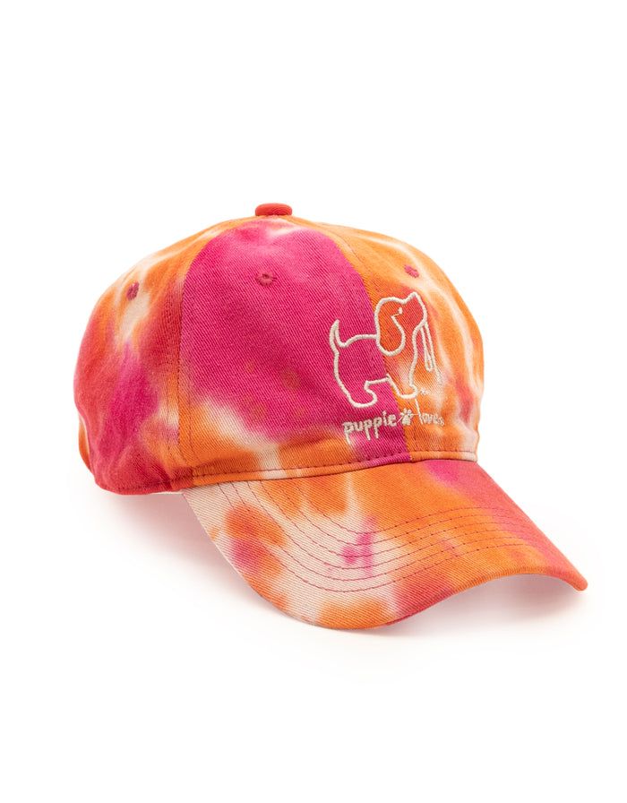 SUNSET TIE DYE BASEBALL HAT PUPPIE LOVE