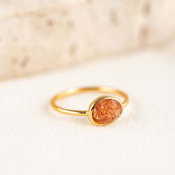 Sunstone gemstone gold vermeil ring