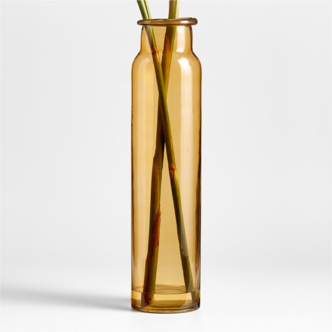 Tall Amber Brown Glass Vase 21.5"