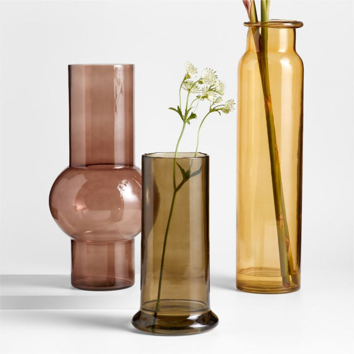 Tall Amber Brown Glass Vase 21.5"