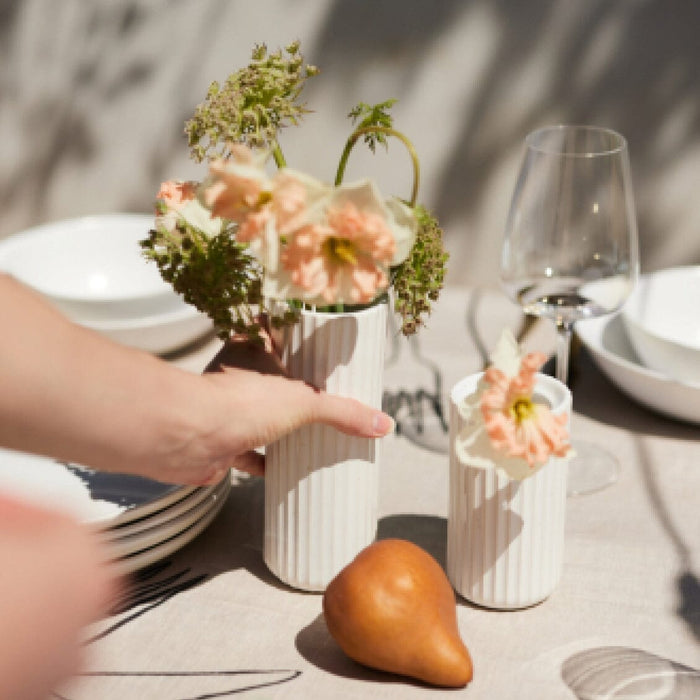 Tall bud vase decor by Fable Home, shown in a speckledwhite finish. – #speckledwhite