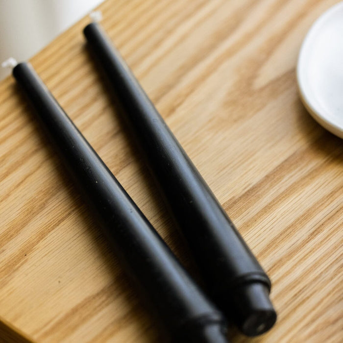 Taper candles decor by Fable Home, shown in a short/black finish. – #short/black