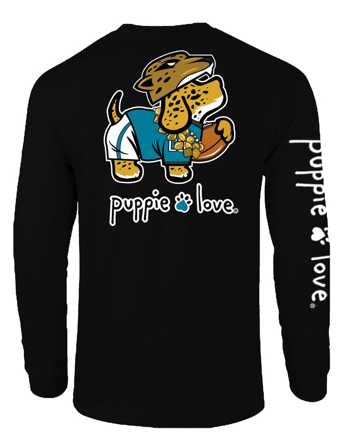 TEAL AND BLACK MASCOT PUP, ADULT LS PUPPIE LOVE