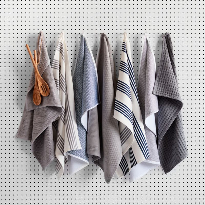 Textured Terry Alloy Grey Organic Cotton Dish Towels, Set of 2