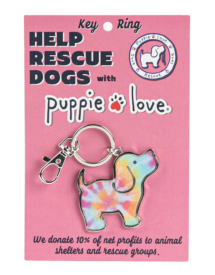 TIE DYE PUP KEY RING PUPPIE LOVE