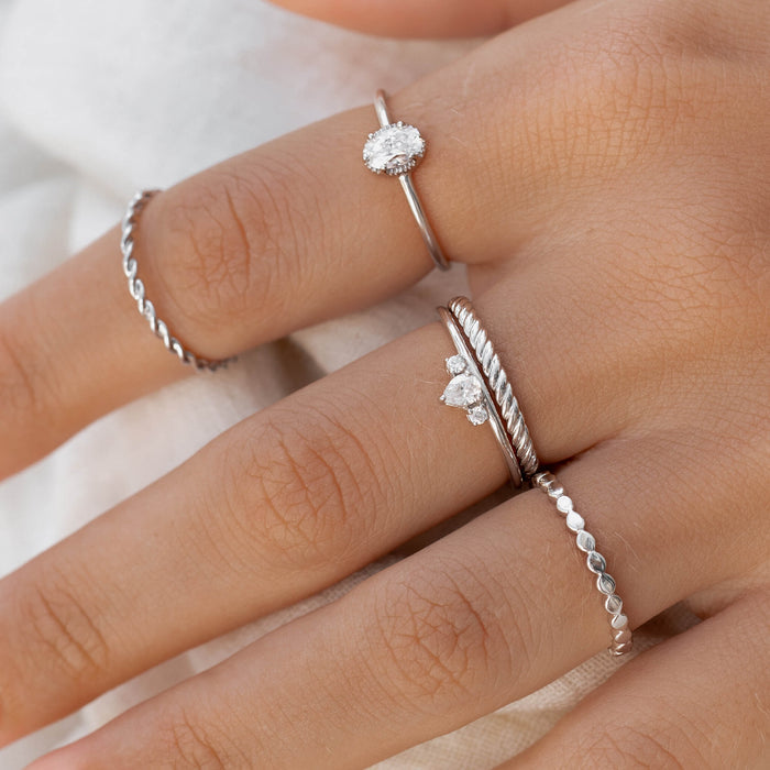 Textured rings and gemstone rings in sterling silver