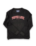 UNIVERSITY FONT CORDUROY CREWNECK SWEATER, CHARCOAL SUPER SALE PUPPIE LOVE