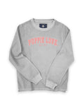 UNIVERSITY FONT CORDUROY CREWNECK SWEATER, PEARL GREY SUPER SALE PUPPIE LOVE