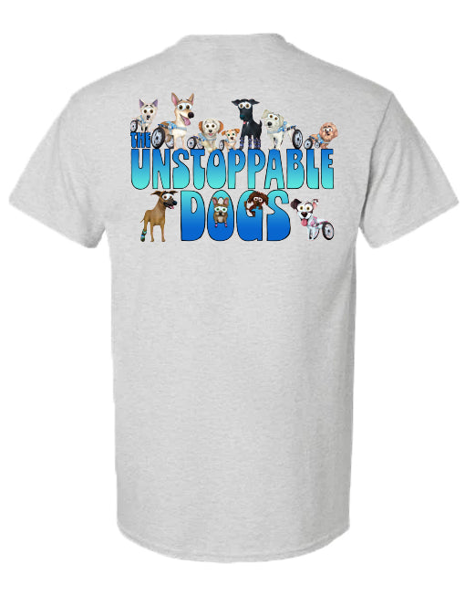 UNSTOPPABLE DOGS LOGO TEE, ASH GREY UNSTOPPABLE DOGS