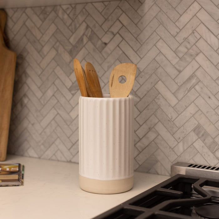 Vase decor by Fable Home, shown in a speckledwhite finish. – #speckledwhite