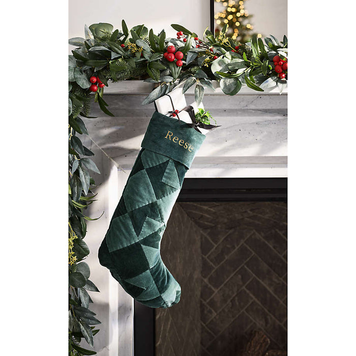 Velvet Heritage Green Christmas Stocking