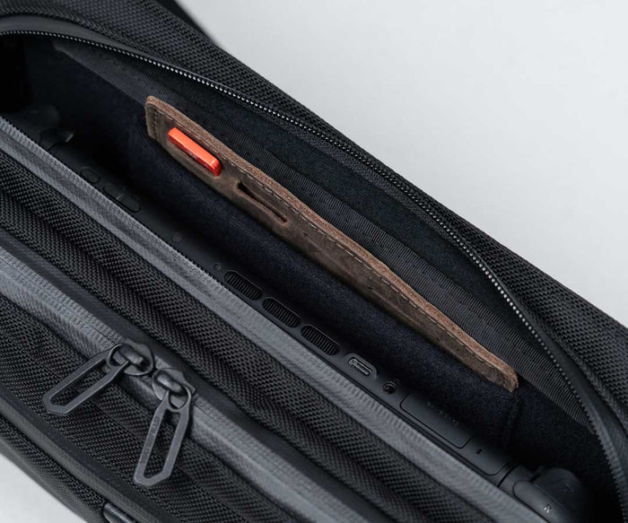 Dedicated pocket for 10-Game Leather Card Holder (sold separately)