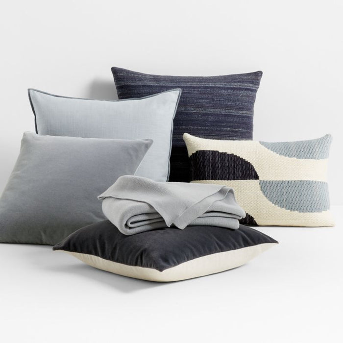 Vittoria Silk Blend Textured 23"x23" Deep Indigo Blue Throw Pillow Cover
