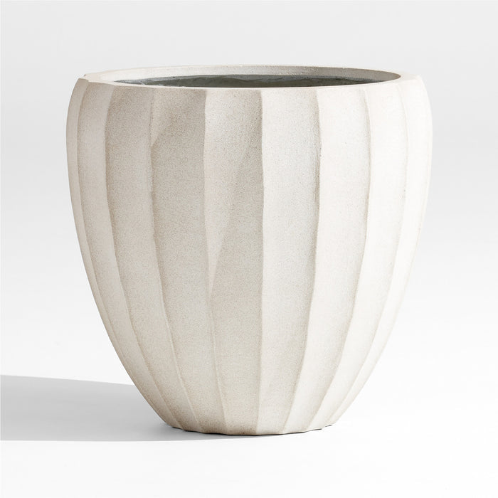 Warren Medium Warm White Ficonstone Outdoor Planter 20.1"