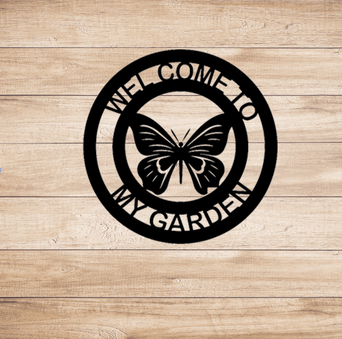Welcome Butterfly Garden Sign- Metal Art - MetalPlex