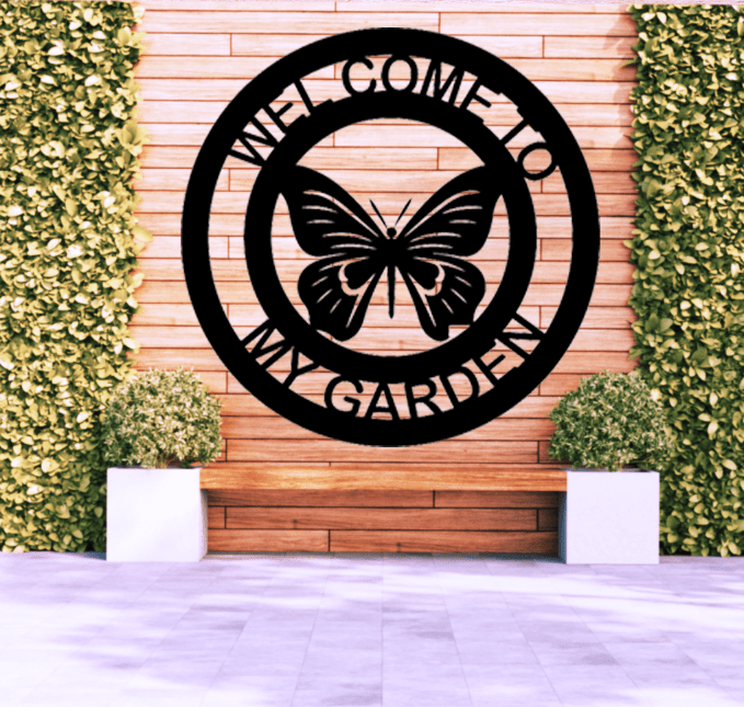 Welcome Butterfly Garden Sign- Metal Art - MetalPlex