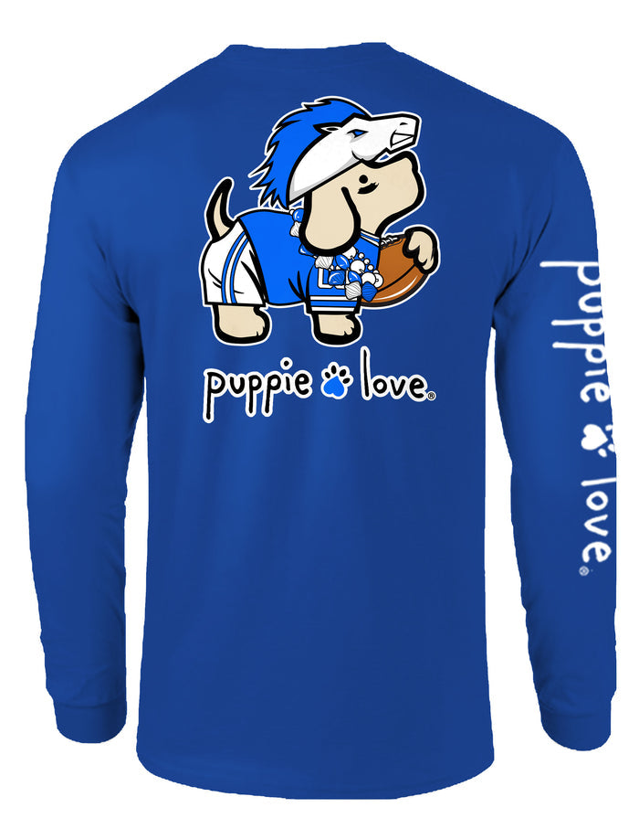 WHITE AND BLUE MASCOT PUP, ADULT LS PUPPIE LOVE